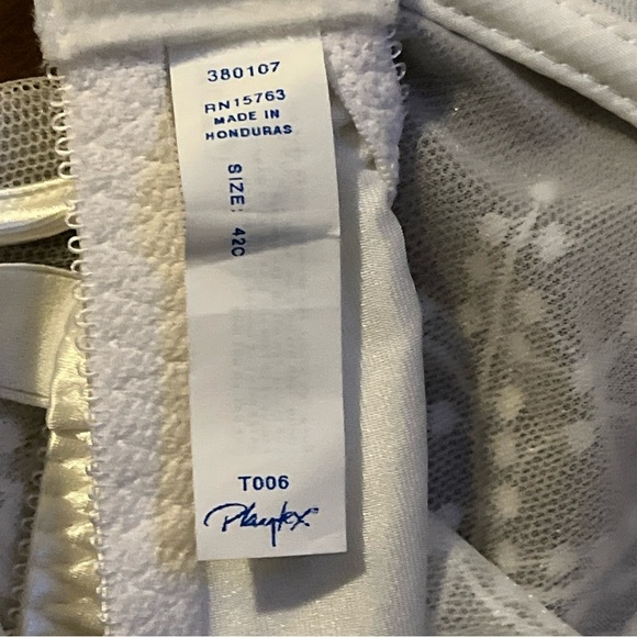 Playtex Bra Sheer Sexy Full Figure 2-Ply Lining Embroidered Style T006 White 42C - Picture 10 of 10